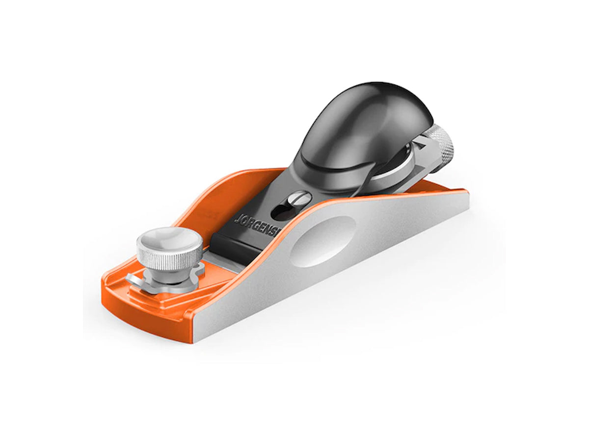 Pony Jorgensen Low-Angle Block Plane resting on a wooden workbench