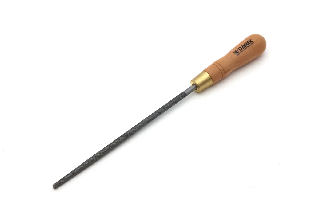 Narex Round Engineers File 250 x 10mm Timber Handle, double-cut design, woodworking tool for shaping and refining wood surfaces