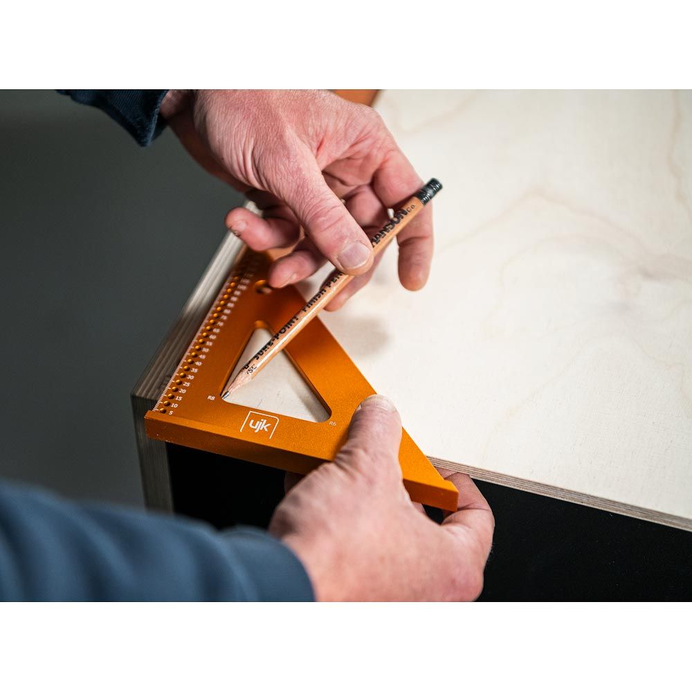 UJK Compact Speed Squares 75mm & 125mm, Anodised Aluminium, with Marking Holes, woodworking tools, Australian store