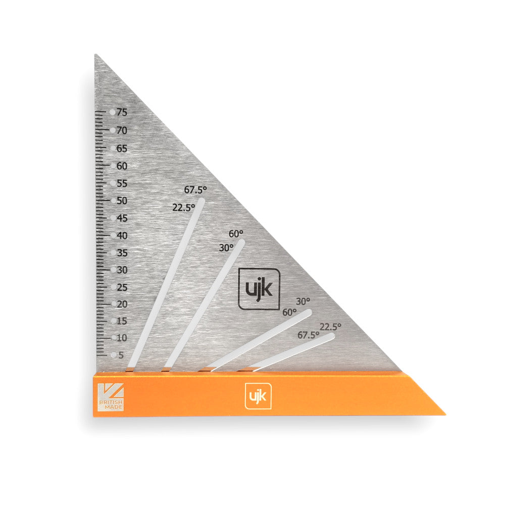 UJK 75mm Compact Angle Square Stainless Steel & Aluminium in use for precise woodworking angles