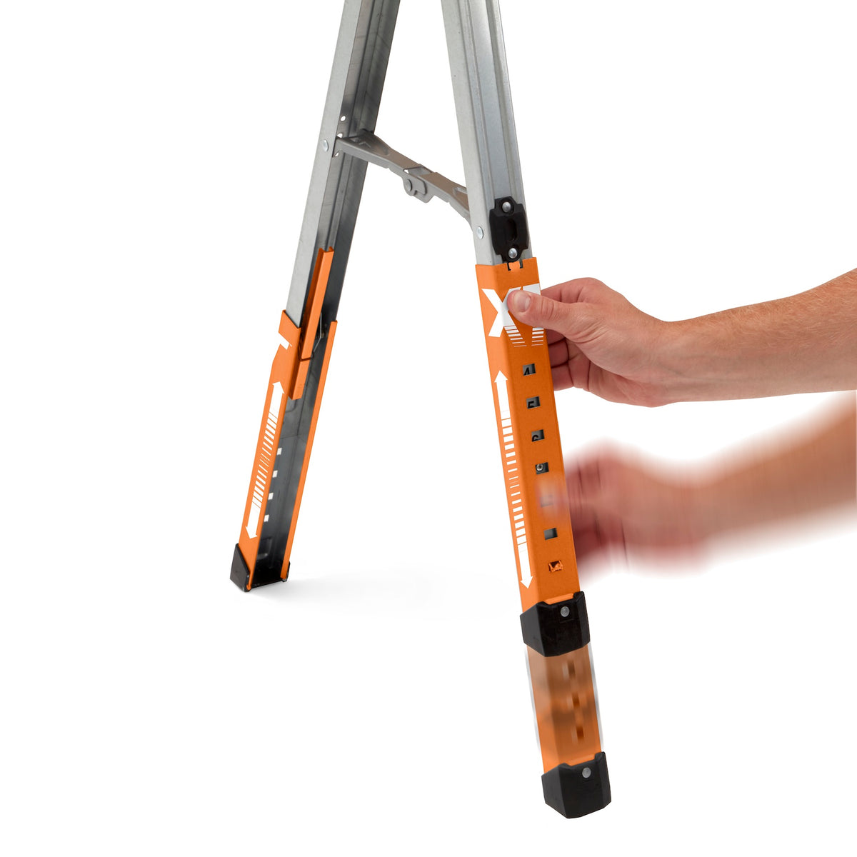 Adjustable Speedhorse XT sawhorse extension legs detail
