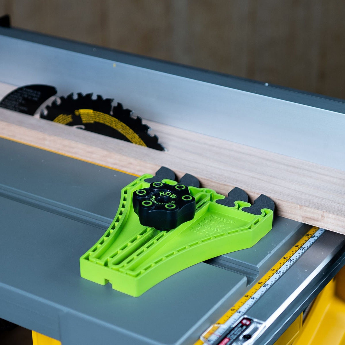 BOW Products PortaPRO Featherboard EVA Feathers Horizontal on Table Saw