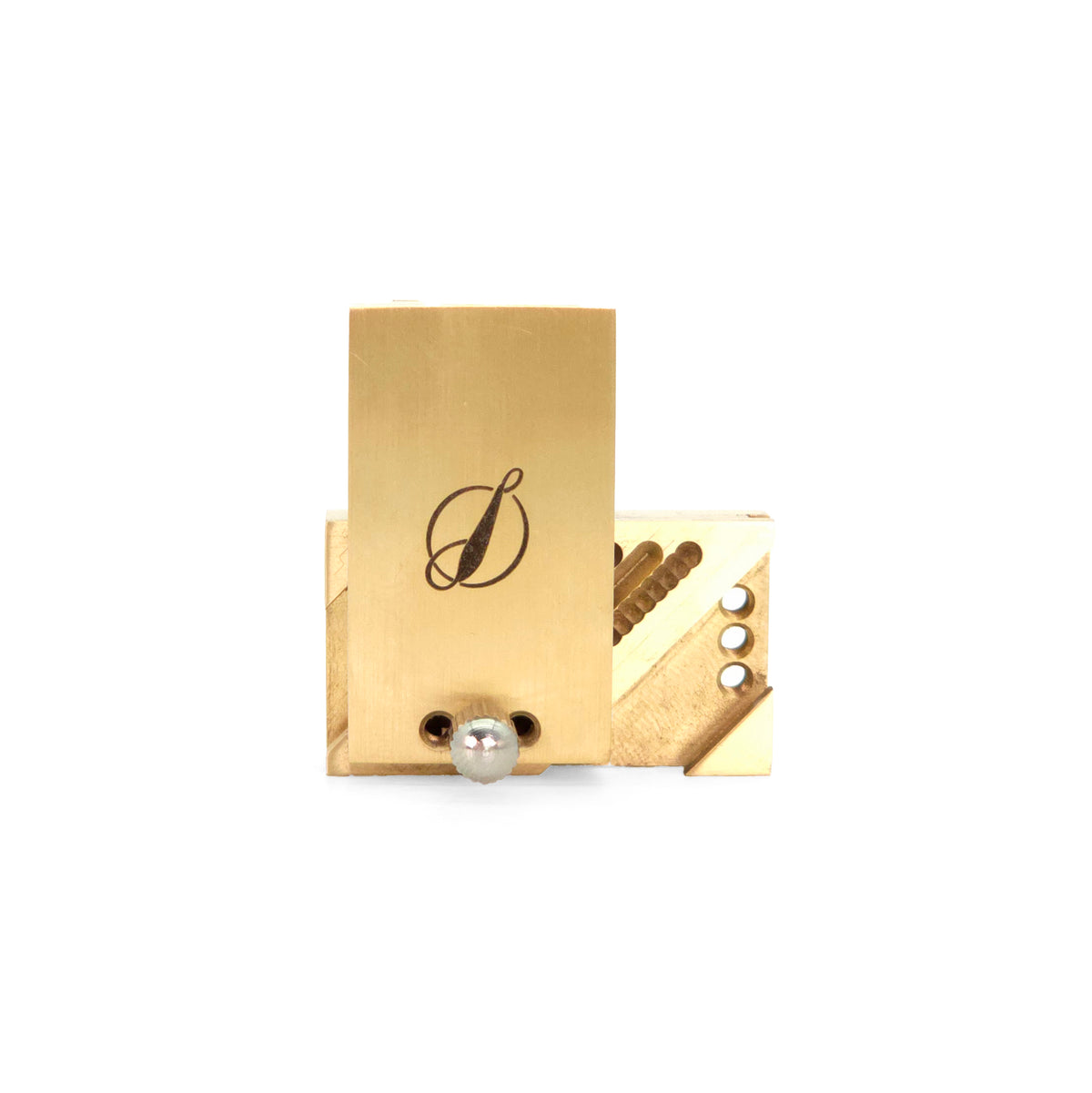 Precision-engineered Brass Setup Block for woodworking tools, sliding brass blocks along a 45-degree guide
