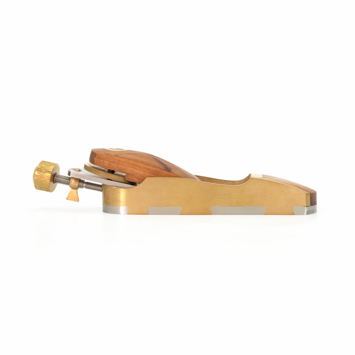 Handcrafted infill block plane by Ironbark Toolworks with v2 adjuster and Mulga inlay, showcasing precision and innovation
