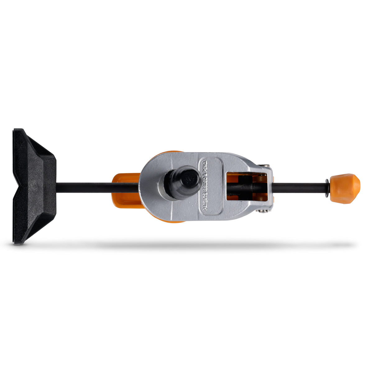 BORA Tool Dog Hole Auto Adjust Inline Toggle Clamp in use on workbench
