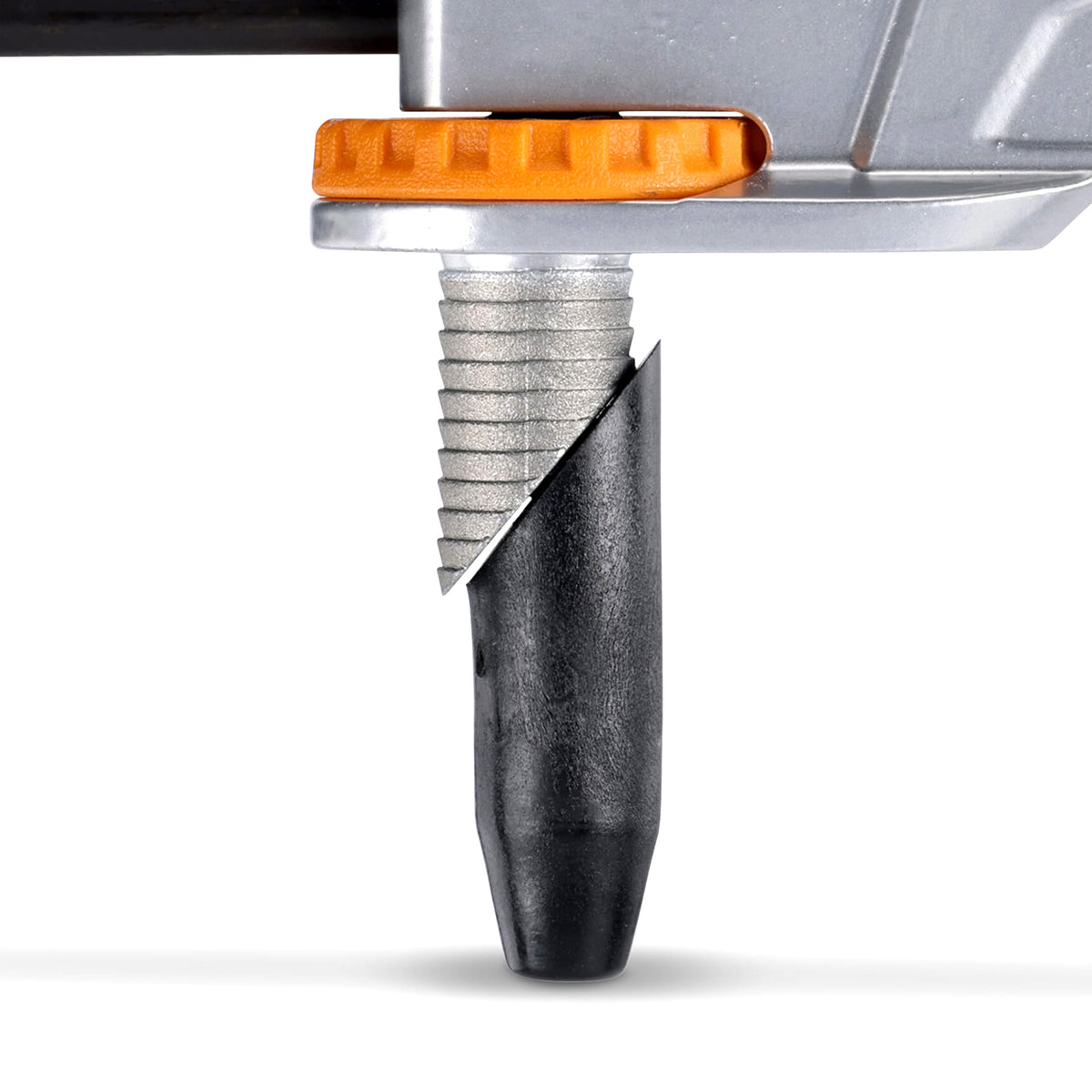BORA Tool Dog Hole Auto Adjust Inline Toggle Clamp in use on workbench
