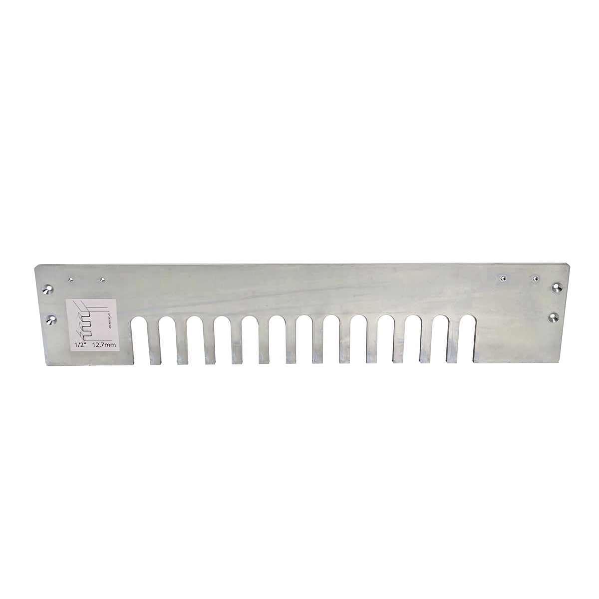 Trend 1/2in Box Joint Template for 300mm Dovetail Jig, zinc plated steel accessory for box joints, suitable for 8-20mm material