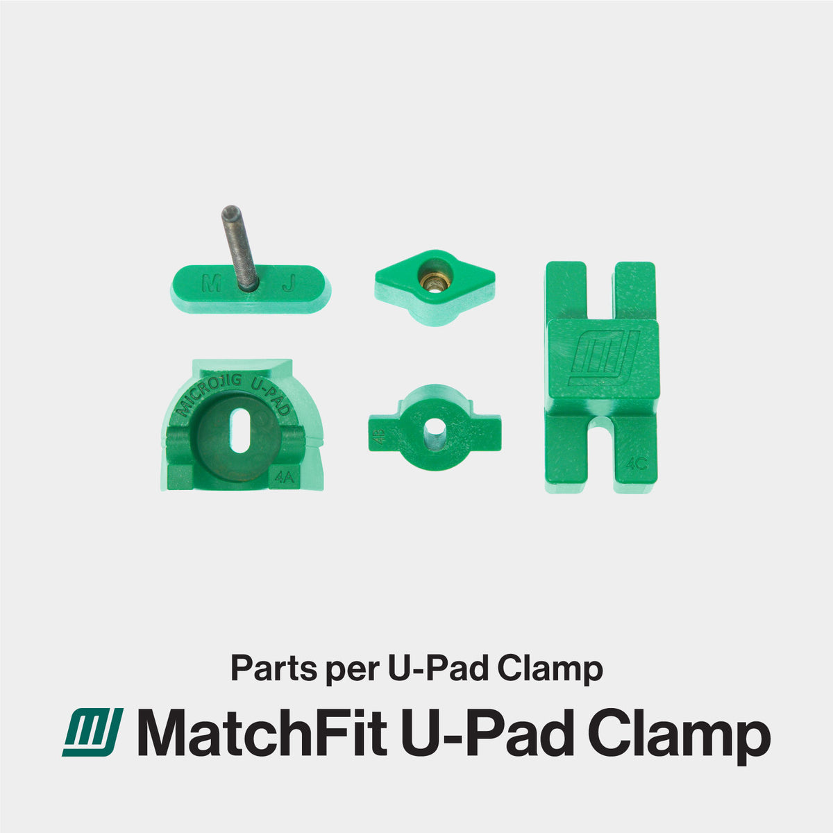 MicroJig MatchFit U-Pad Clamp 2-Piece Kit, showcasing secure dovetail clamping solution for versatile work-holding