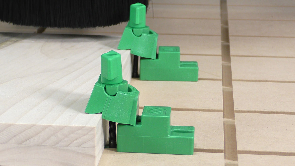MicroJig MatchFit U-Pad Clamp Kit in use with Dovetail Track System
