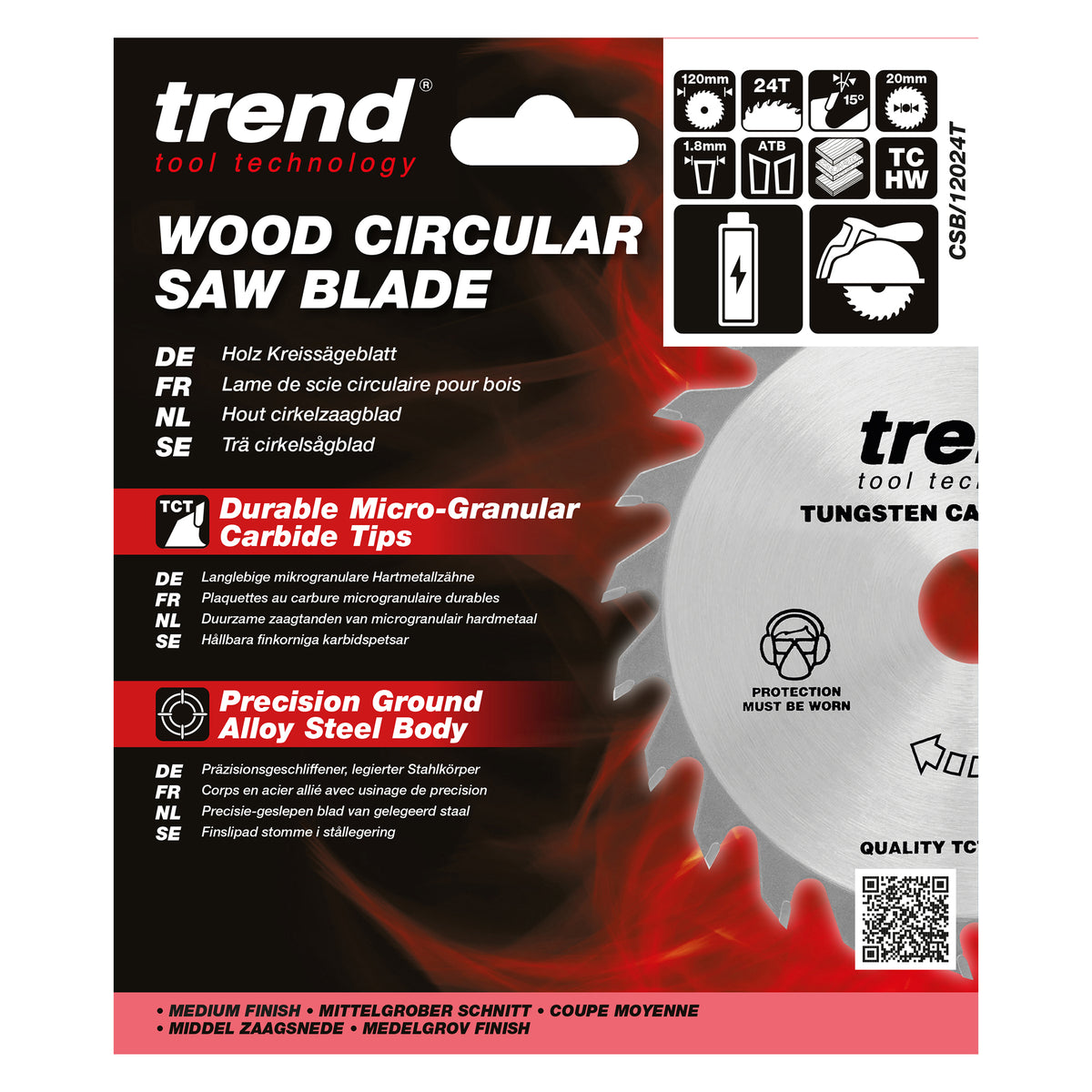 Trend 120mm x 20mm x 24T Thin Kerf Ripping Cordless Circular Saw Blade
