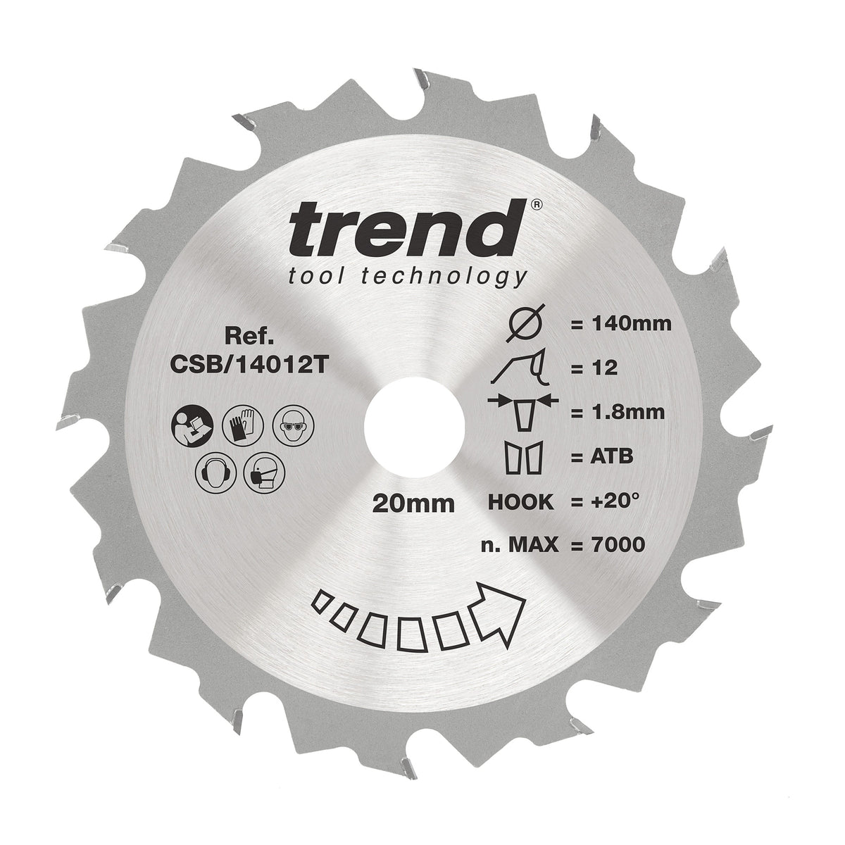 Trend 140mm x 20mm x 12T Thin Kerf Ripping Cordless Circular Saw Blade