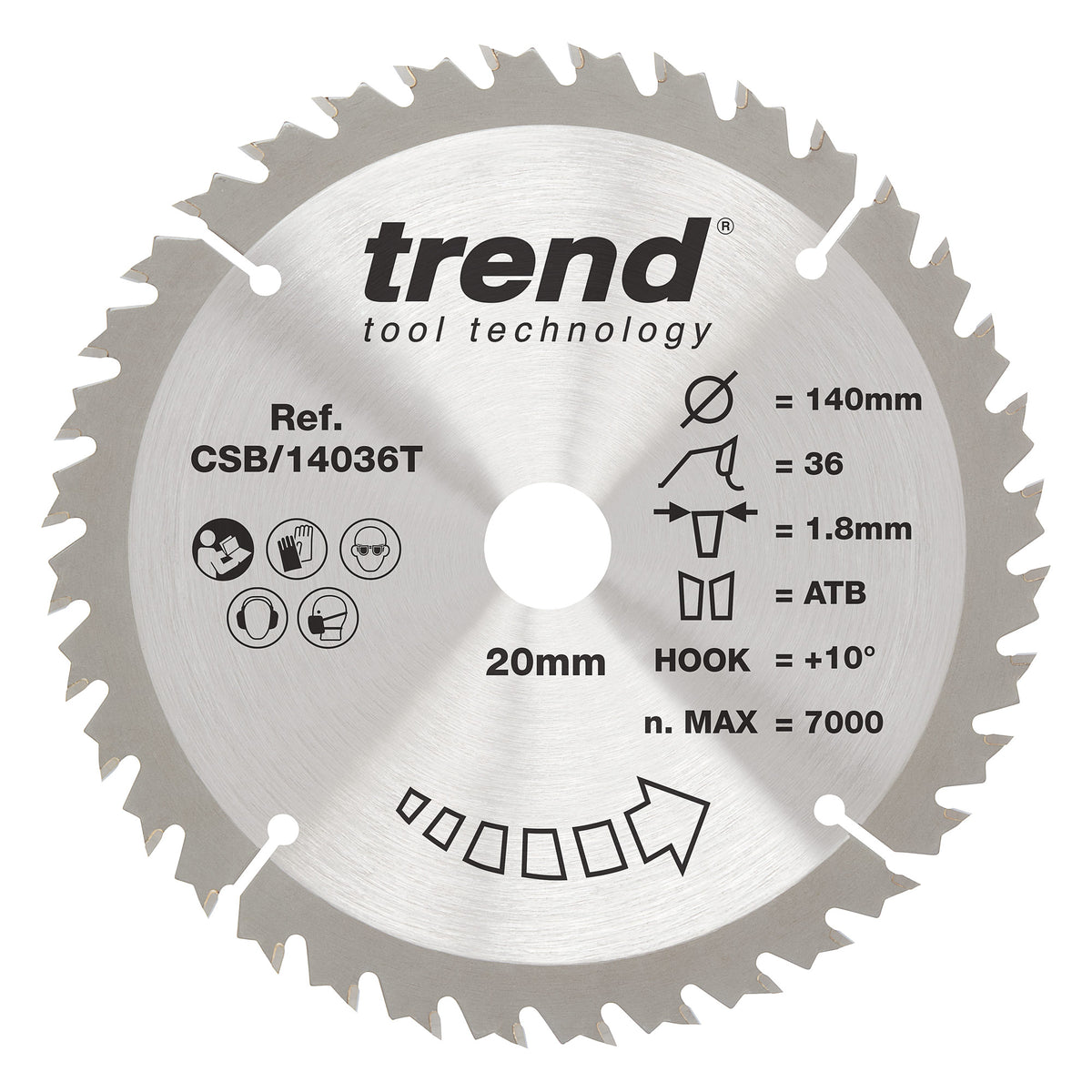 Trend 140mm x 20mm x 36T Thin Kerf General Purpose Cordless Circular Saw Blade