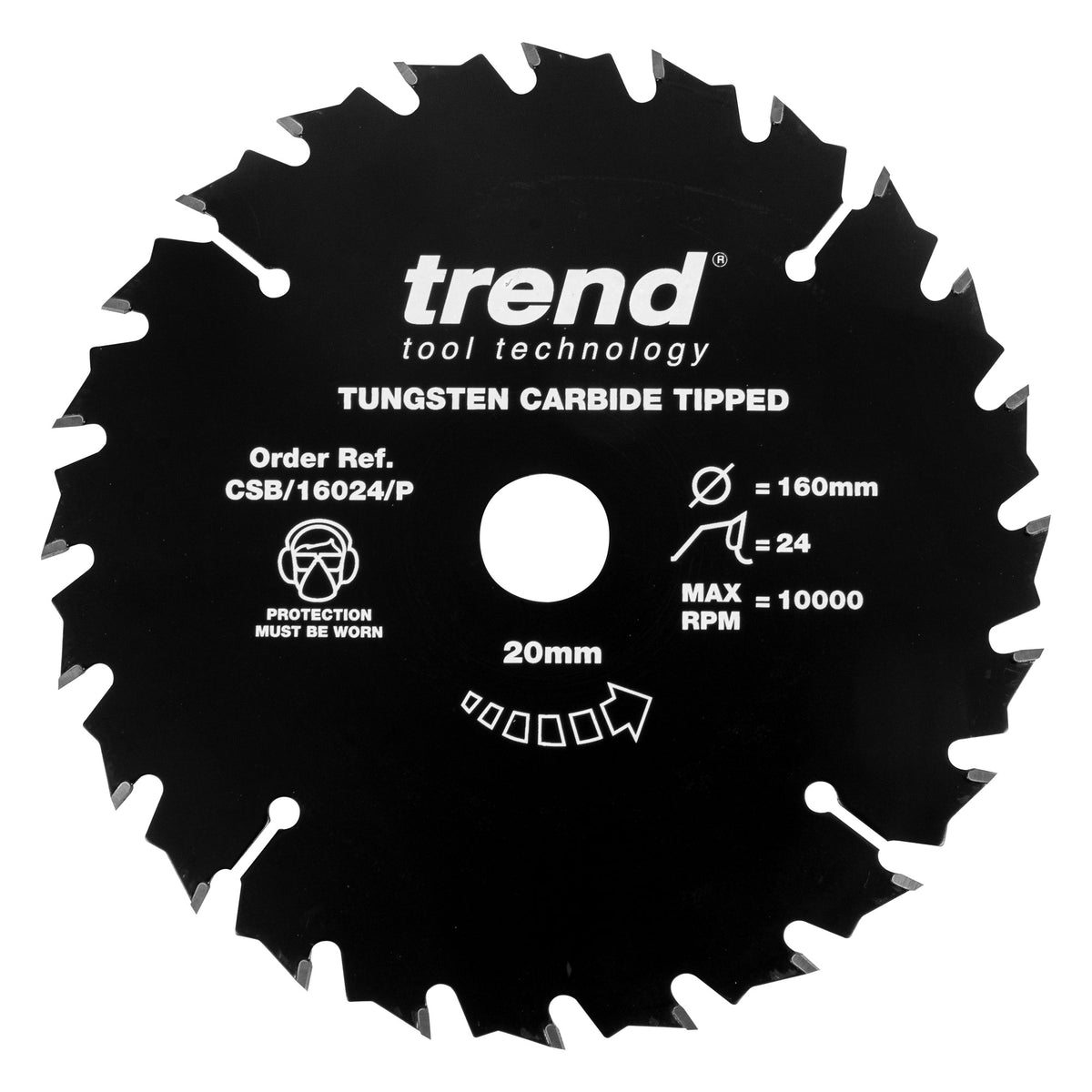 Trend 160mm x 20mm x 24T PTFE Coated Ripping Circular Saw Blade