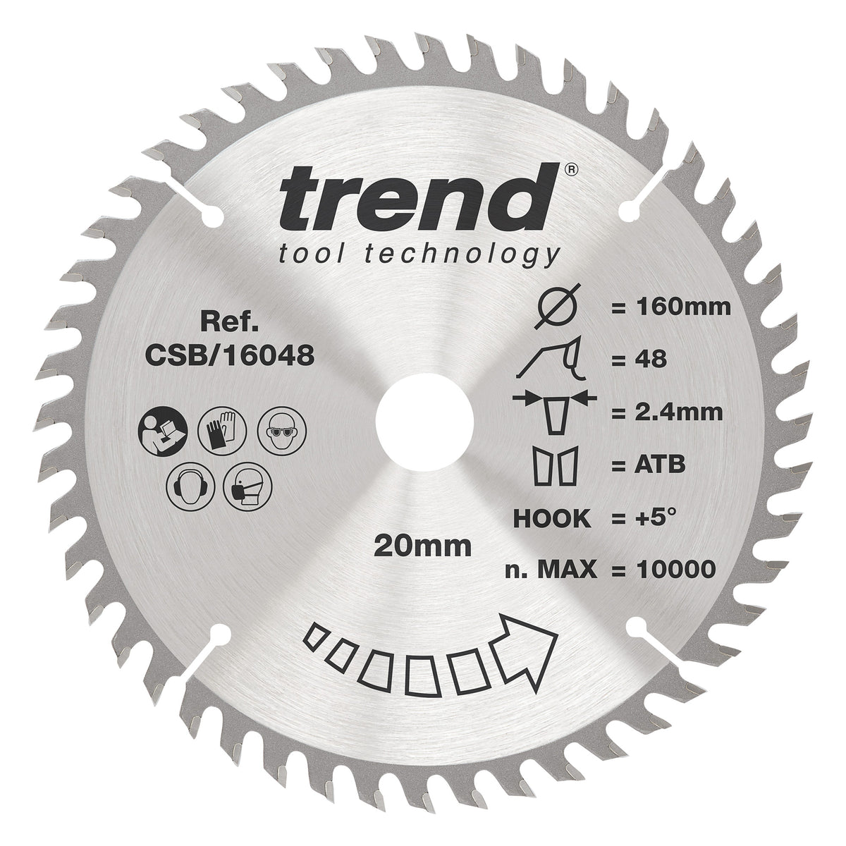 Trend 160mm x 20mm x 48T x 2.4mm Fine Cut Off Circular Saw Blade