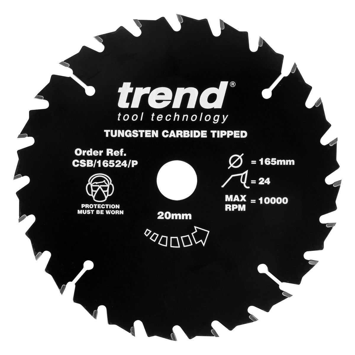 Trend 165mm x 20mm x 24T PTFE Coated Ripping Circular Saw Blade