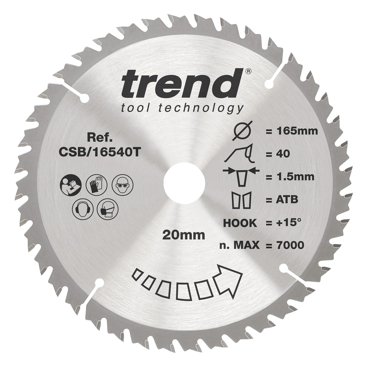 Trend 165mm x 20mm x 40T Thin Kerf General Purpose Cordless Circular Saw Blade
