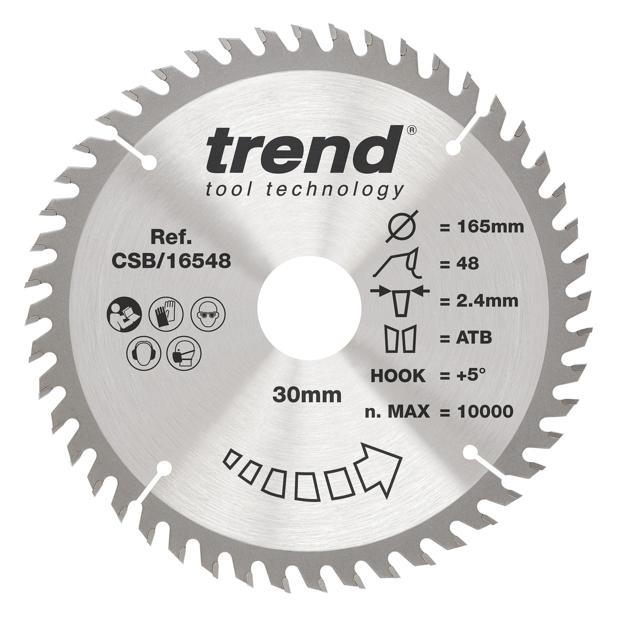 Trend 165mm x 30mm x 48T x 2.4mm Fine Cut Off Circular Saw Blade