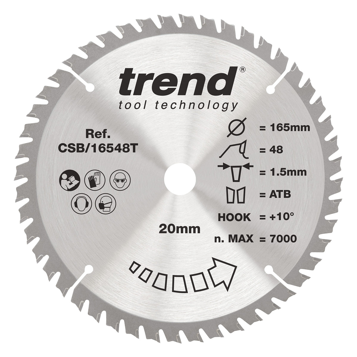 Trend 165mm x 20mm x 48T Thin Kerf Fine Cut Off Cordless Circular Saw Blade