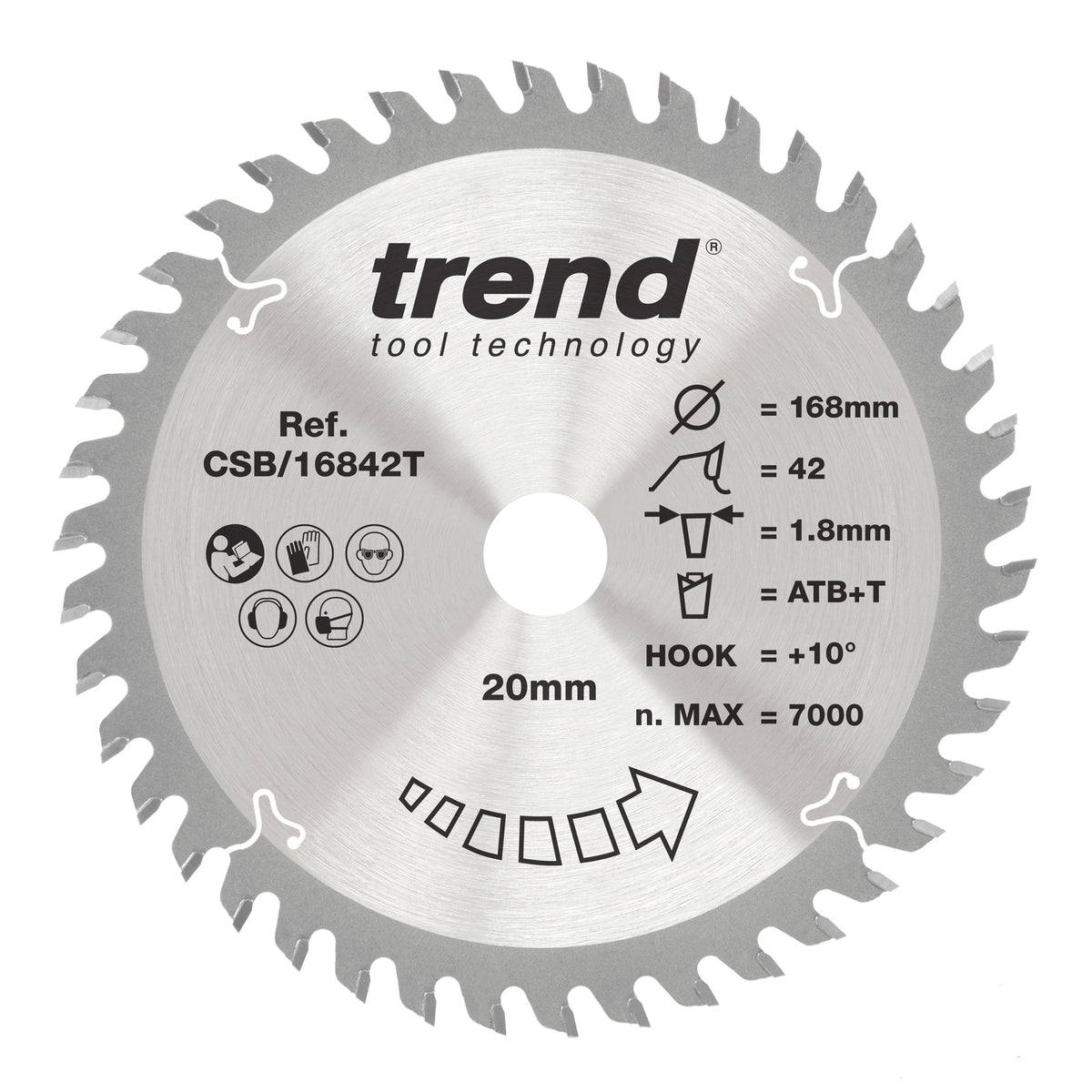Trend 168mm x 20mm x 42T Thin Kerf General Purpose Cordless Circular Saw Blade
