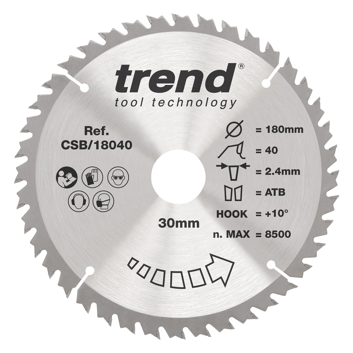Trend 180mm x 30mm x 40T Fine Cut Off Circular Saw Blade