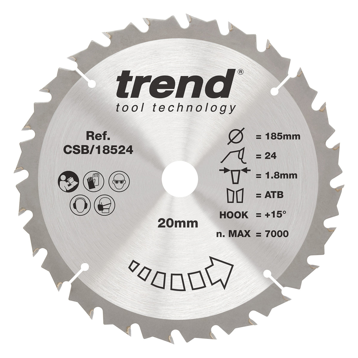 Trend 185mm x 20mm x 24T Thin Kerf Ripping Cordless Circular Saw Blade