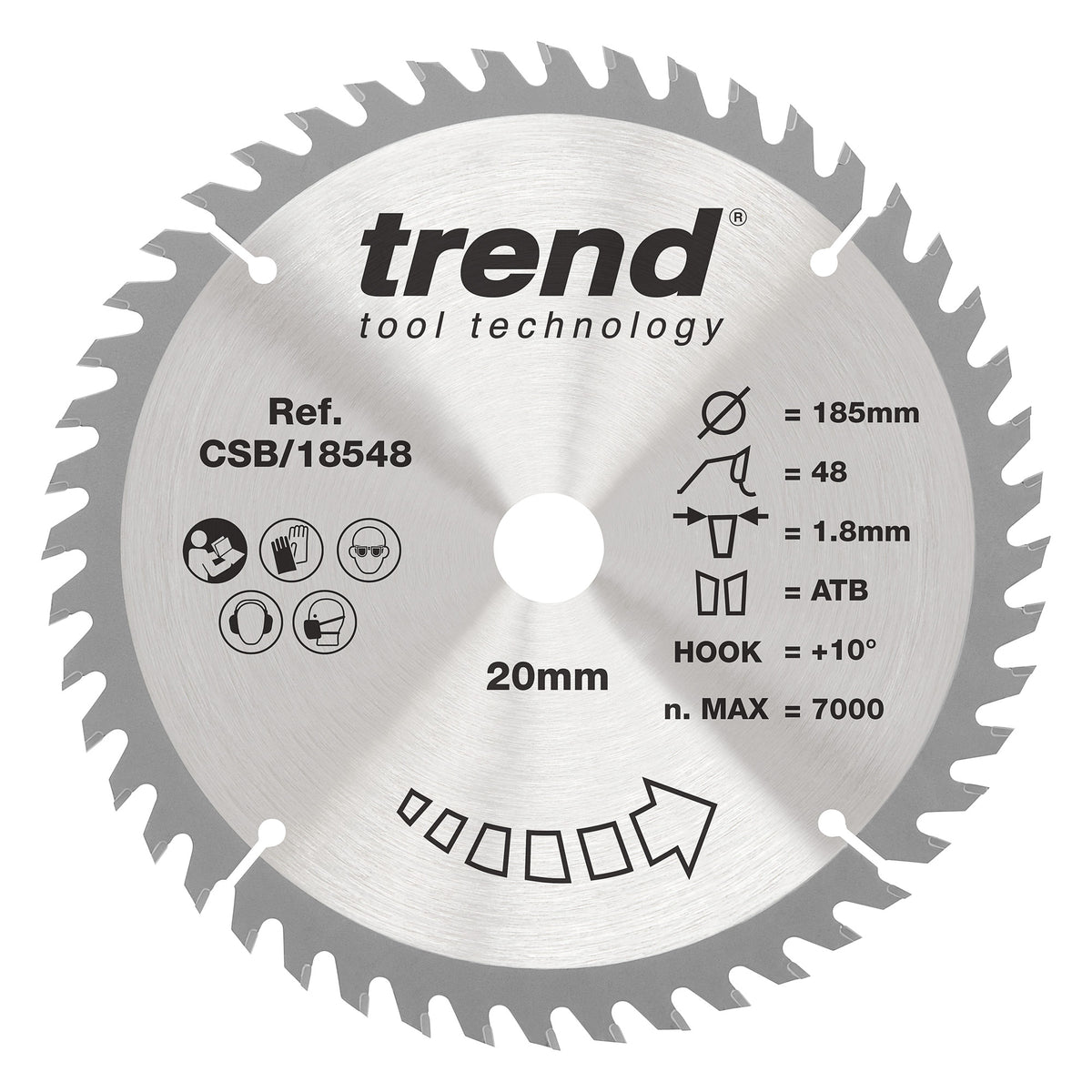 Trend 185mm x 20mm x 48T Fine Cut Off Cordless Circular Saw Blade