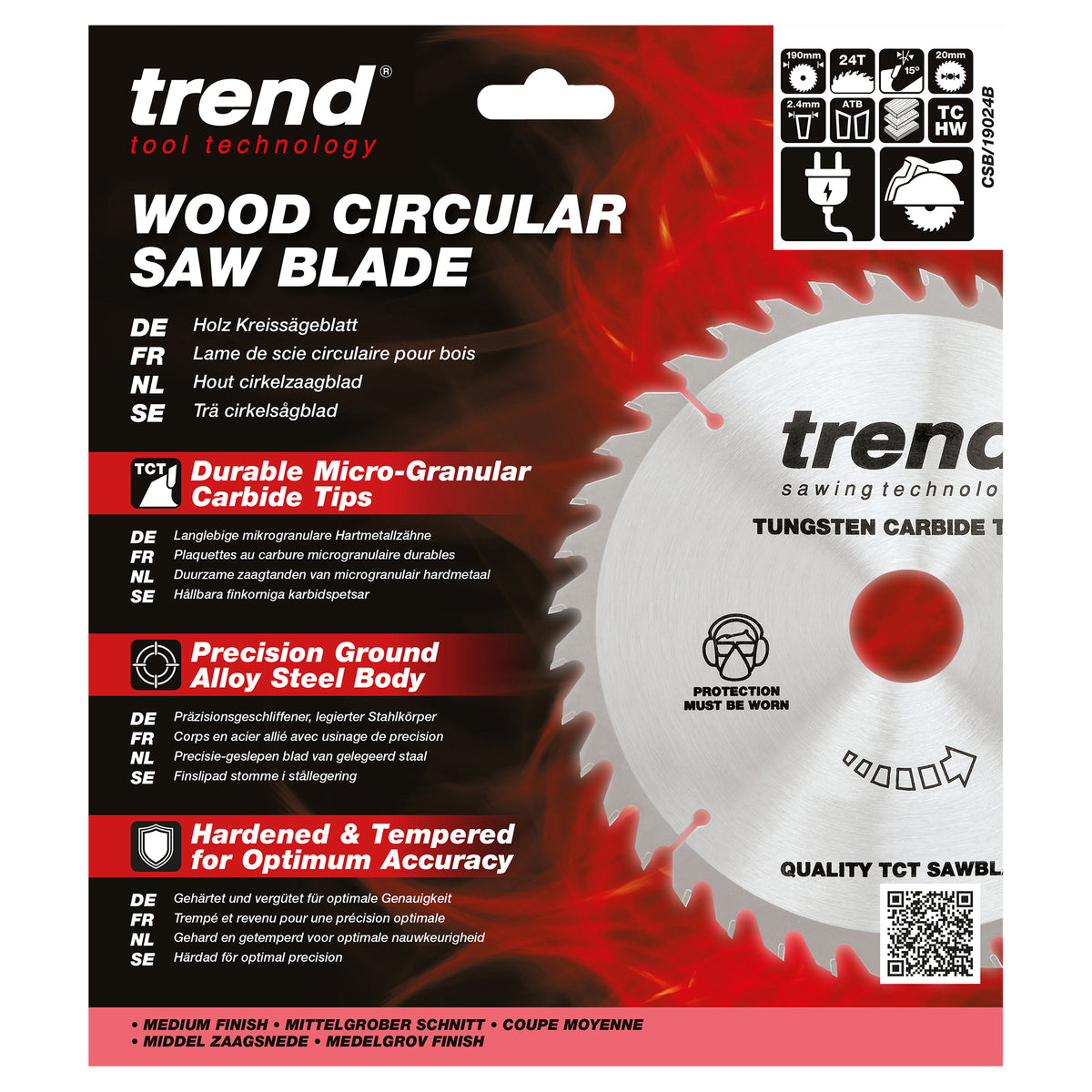 Trend 190mm x 20mm x 24T Ripping Circular Saw Blade