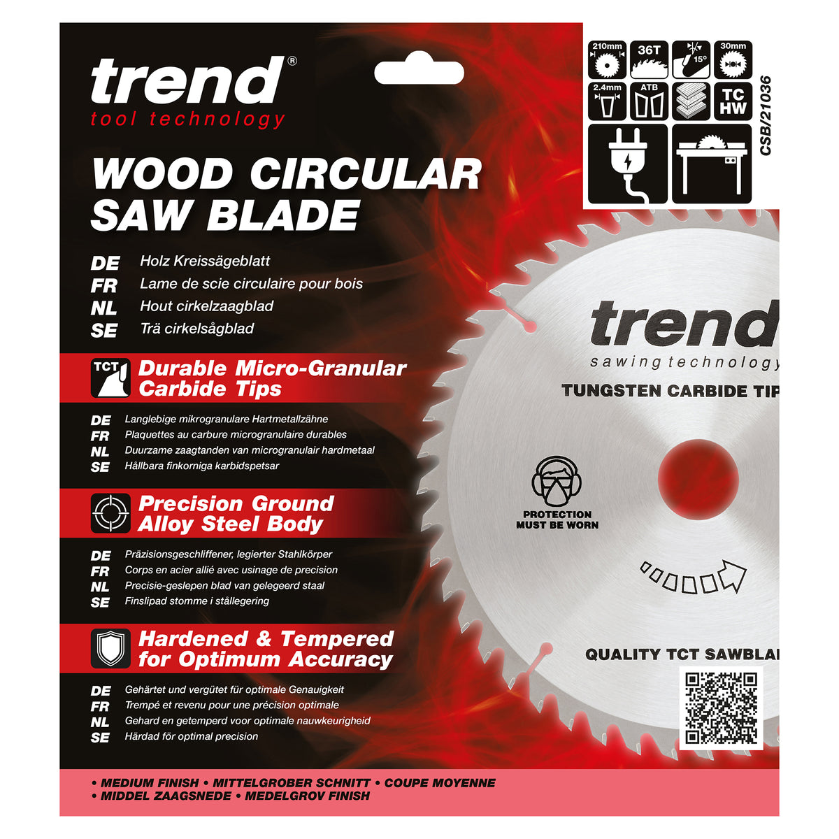 Trend 210mm x 30mm x 36T Ripping Circular Saw Blade