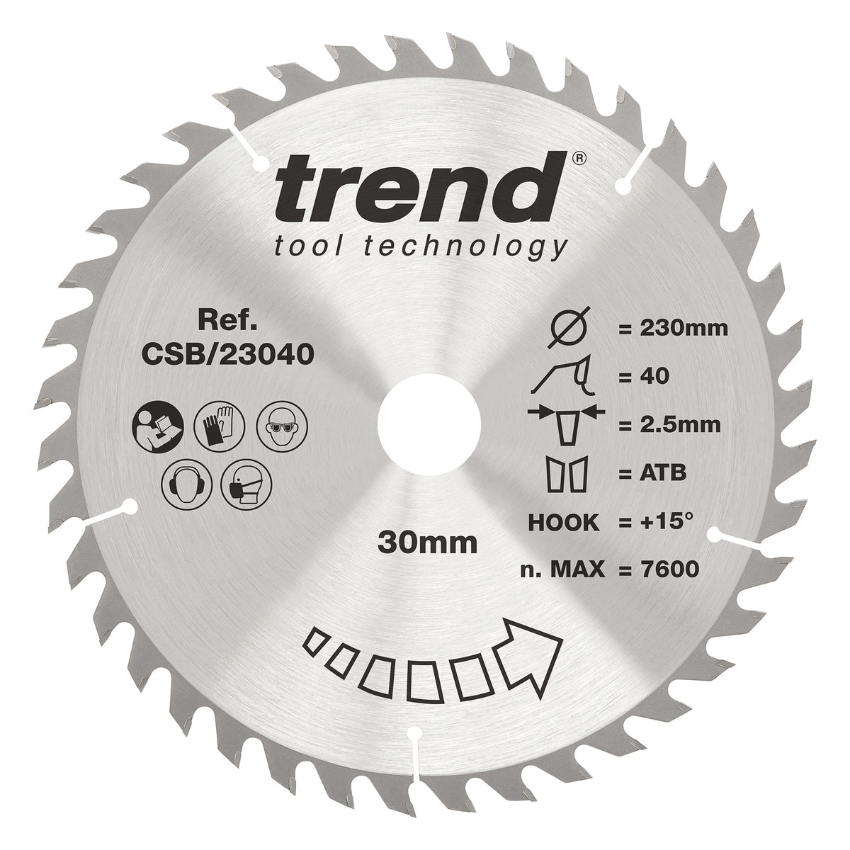 Trend 230mm x 30mm x 40T General Purpose Circular Saw Blade