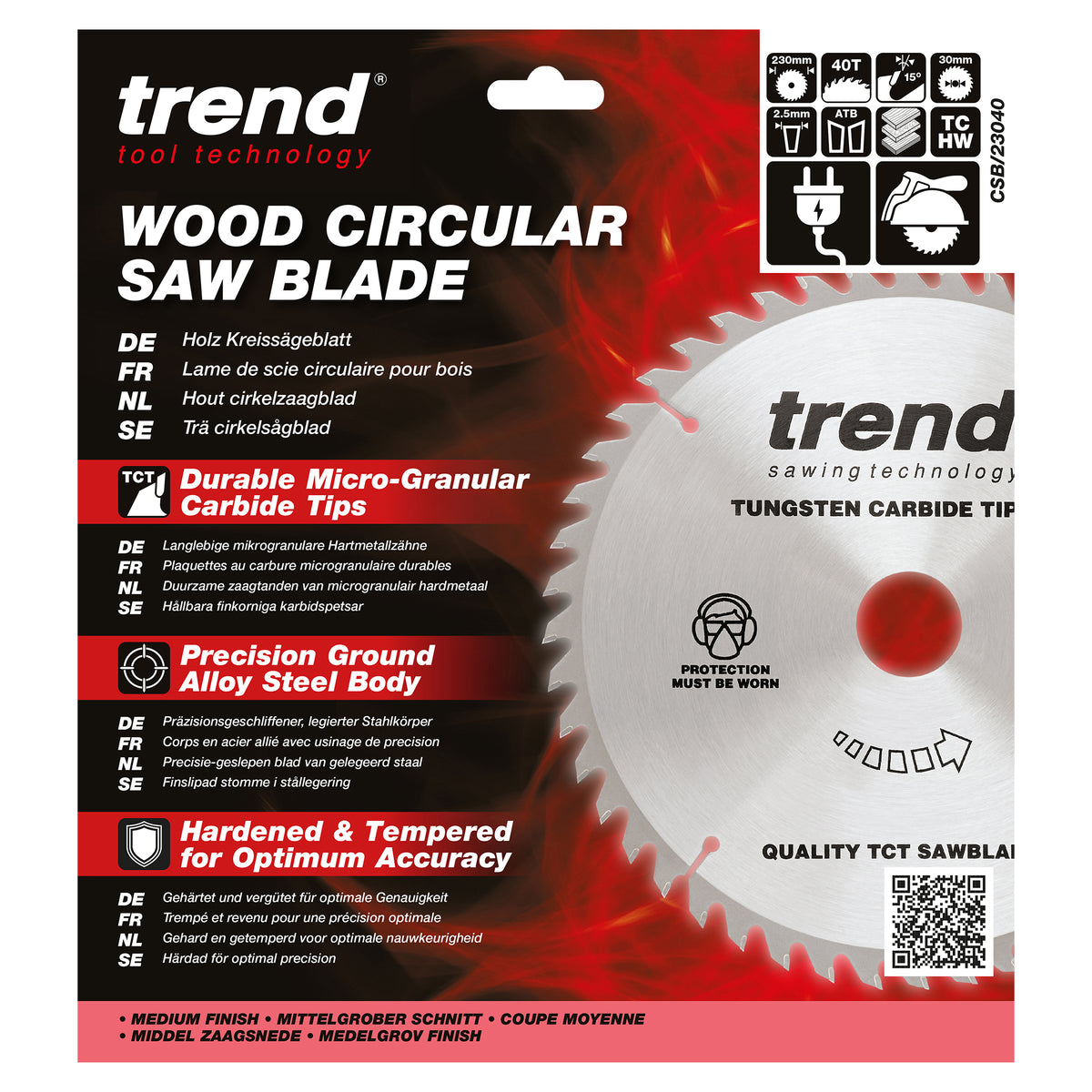 Trend 230mm x 30mm x 40T General Purpose Circular Saw Blade