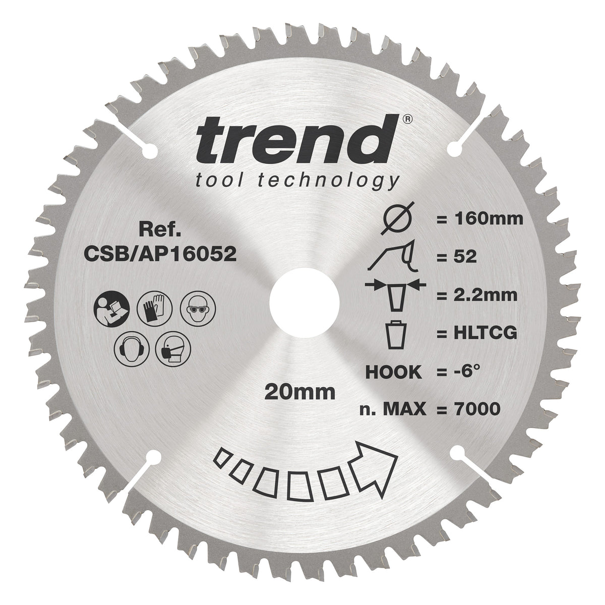 Trend 160mm x 20mm x 52T Aluminium/Plastic Circular Saw Blade