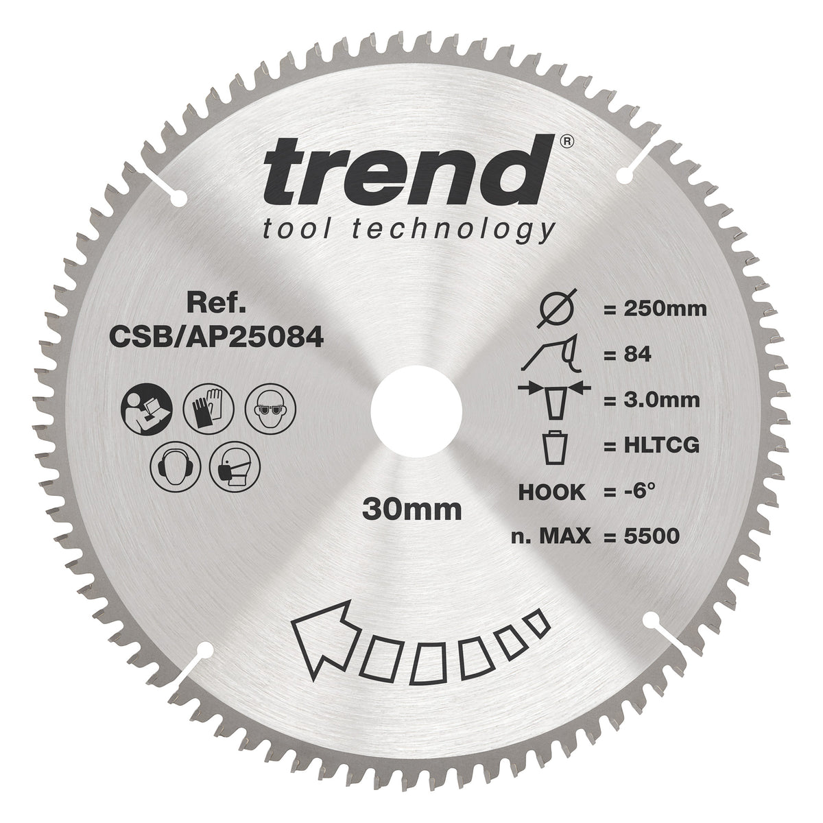 Trend 250mm x 30mm x 84T Aluminium/Plastic Circular Saw Blade