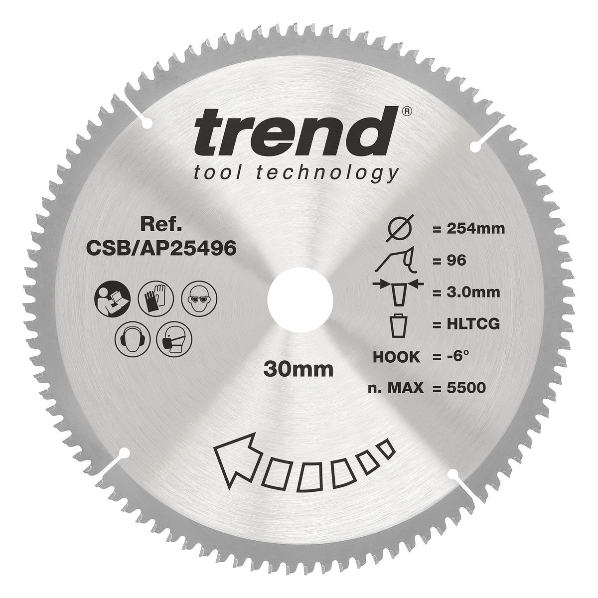 Trend 254mm x 30mm x 96T Aluminium/Plastic Circular Saw Blade