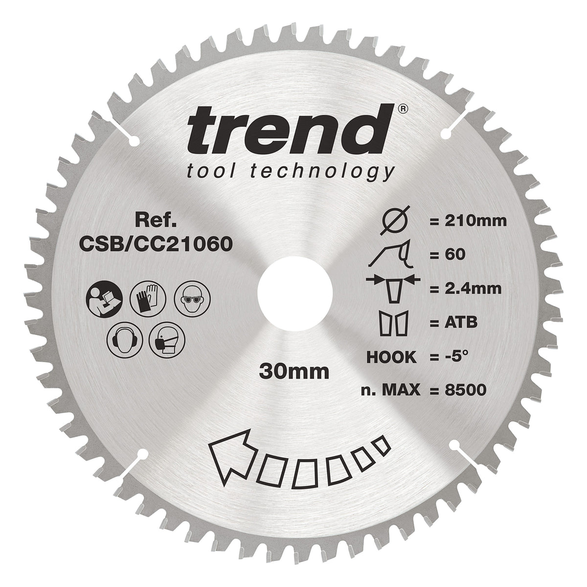 Trend 210mm x 30mm x 60T Fine Cut Off Mitre Saw Blade