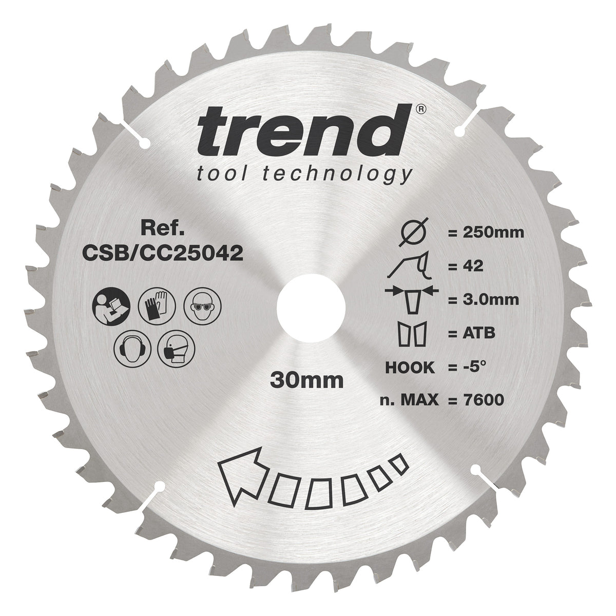 Trend 250mm x 30mm x 42T General Purpose Mitre Saw Blade