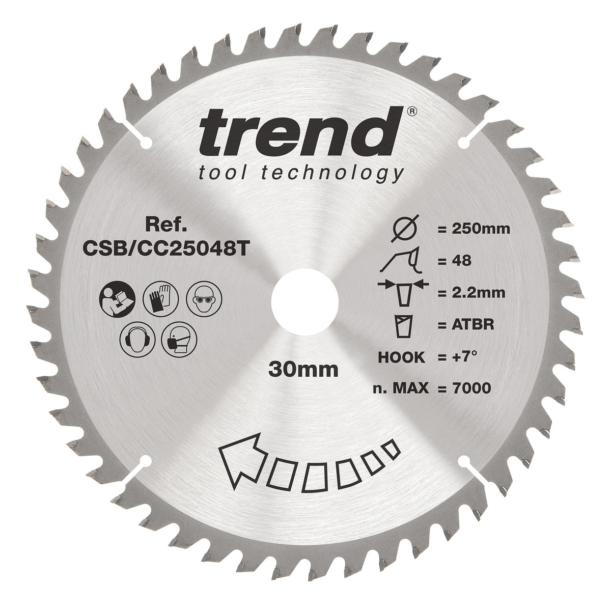 Trend 250mm x 30mm x 48T General Purpose Cordless ATBR Mitre Saw Blade