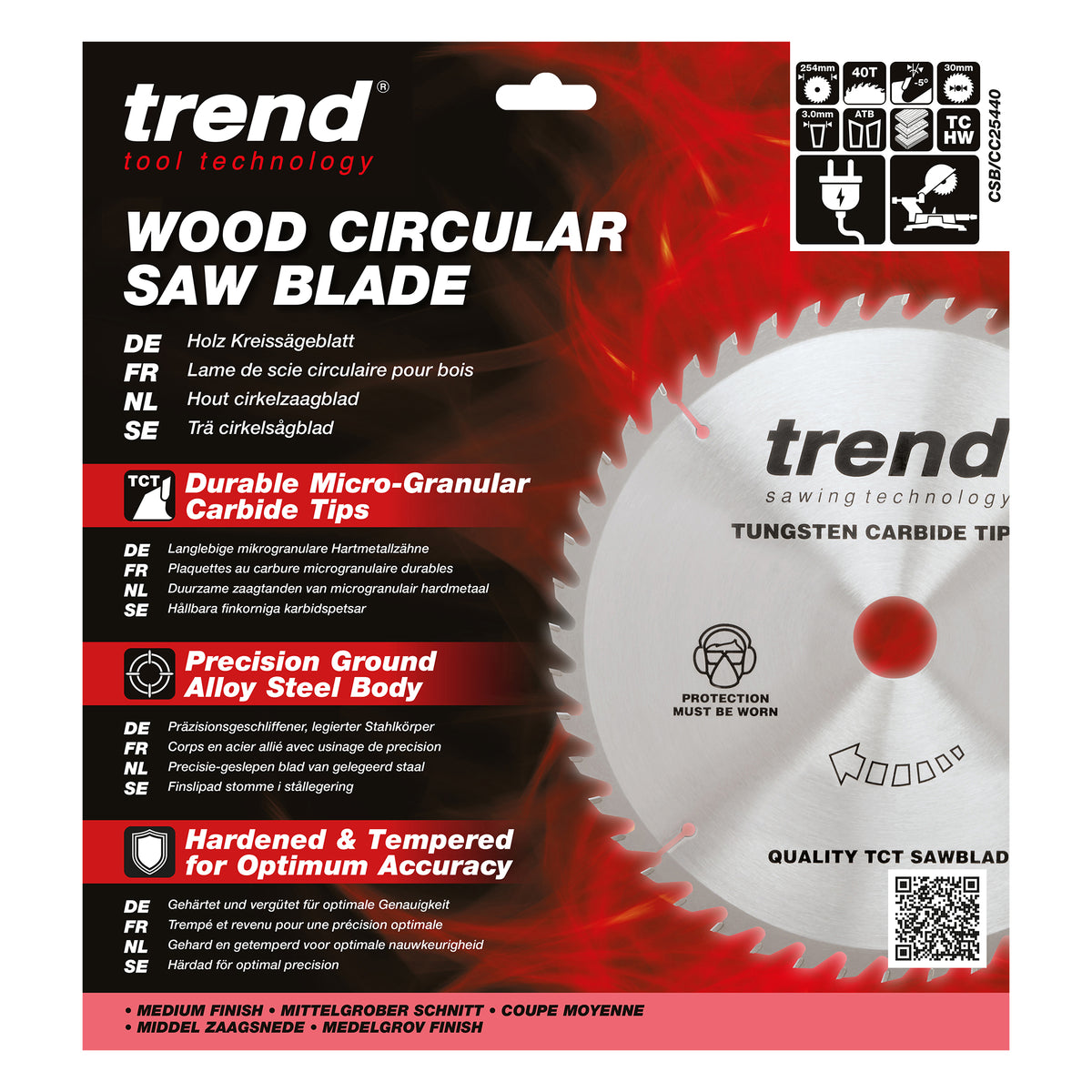 Trend 254mm x 30mm x 40T General Purpose Mitre Saw Blade