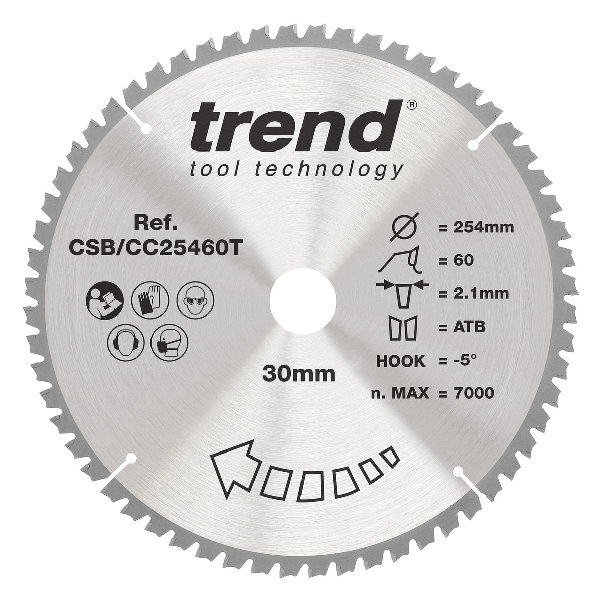 Trend 254mm x 30mm x 60T Wood Cordless Mitre Saw Blade