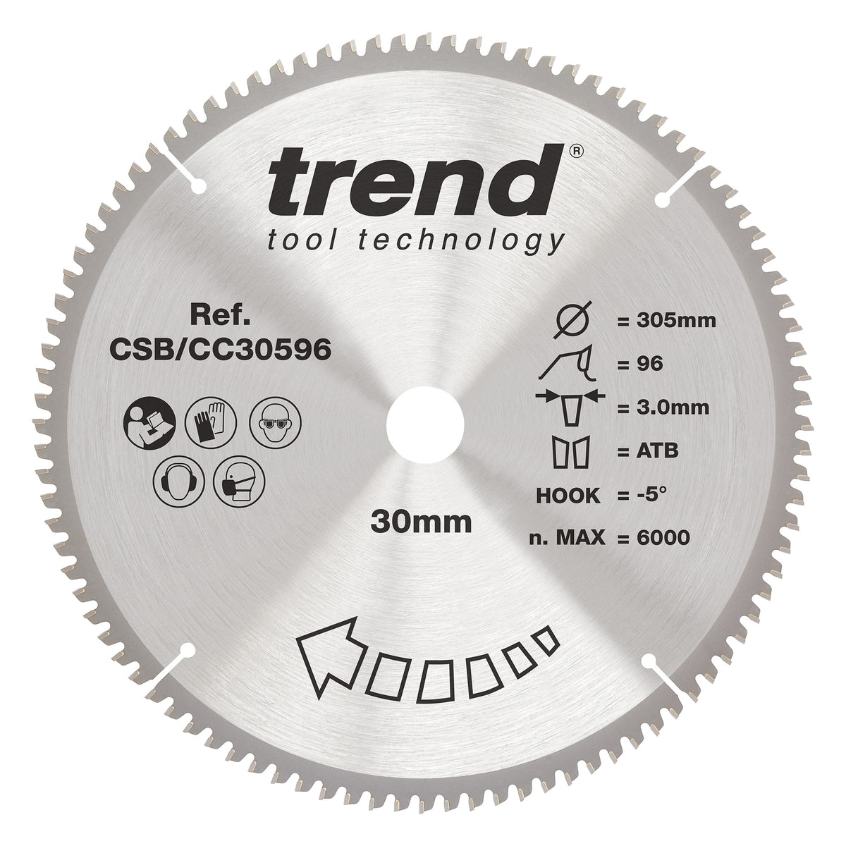 Trend 305mm x 30mm x 96T Fine Cut Off Mitre Saw Blade