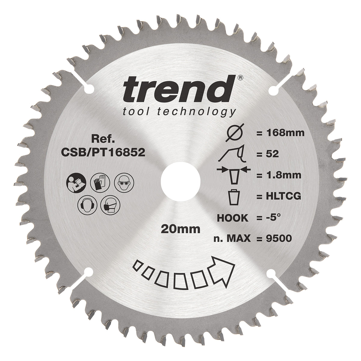 Trend 168mm x 20mm x 52T Laminate/HPL Circular Saw Blade