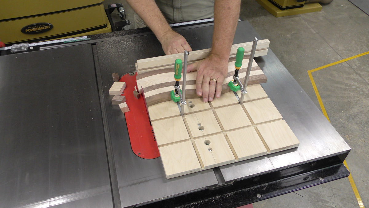 MicroJig ZeroPlay Mitre Slider 360 Sled Kit in action with precise sled guidance and dovetail hardware integration