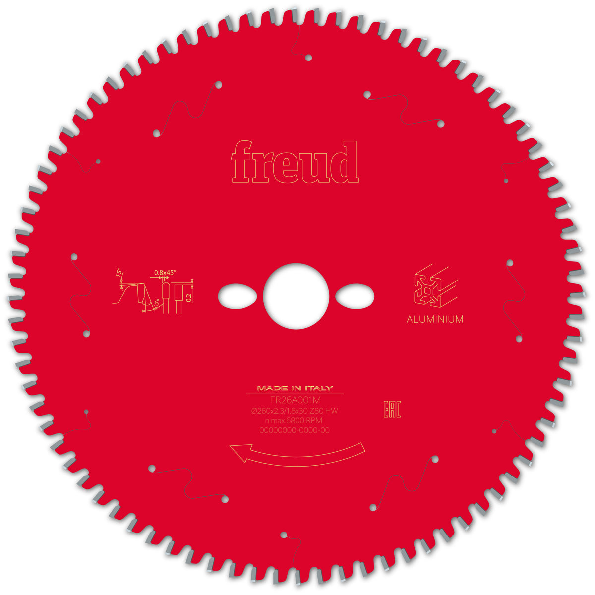 Freud 260 x 30 x 2.3 x 80T Aluminium Circular Saw Blade suits Mitre Saws