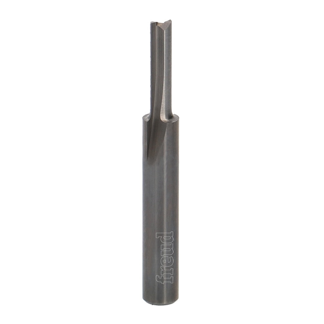 Freud Double Flute Straight Router Bit with 1/4in Shank, ideal for grooving and edge-routing tasks