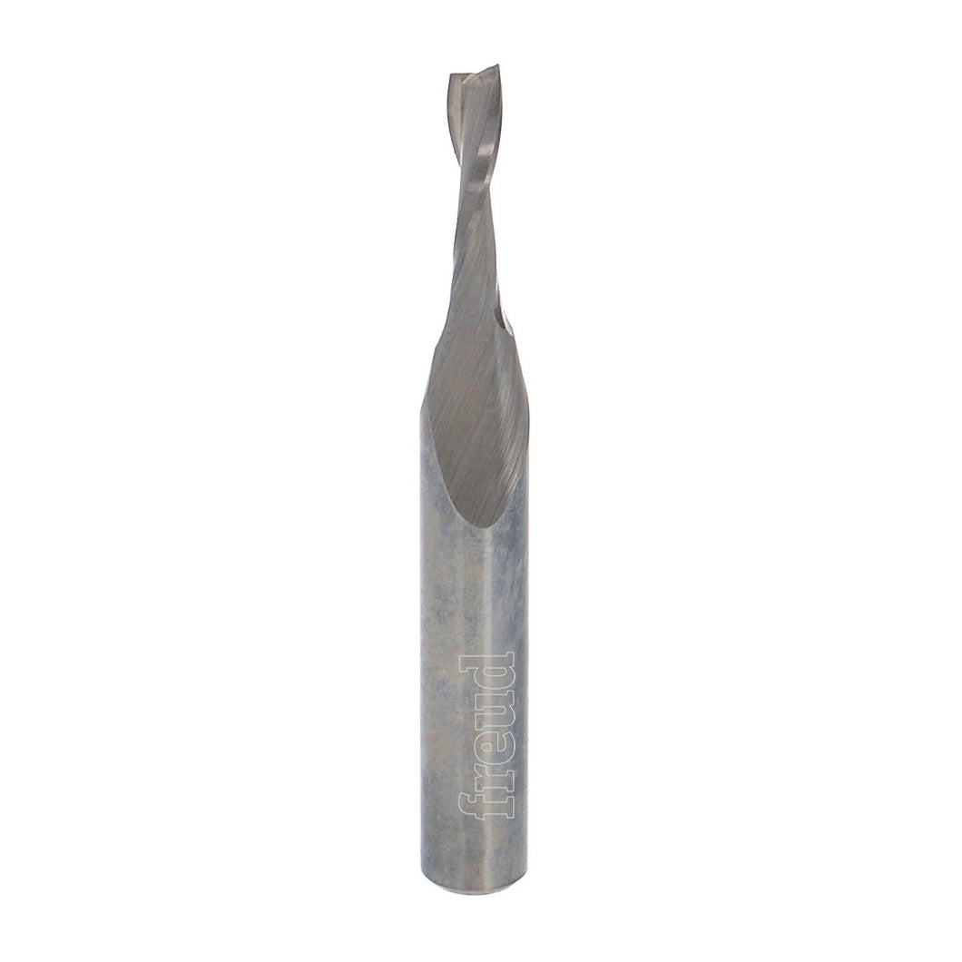 Freud Industrial Twin-Flute Spiral Upcut CNC Router Bit in action, producing precise cuts