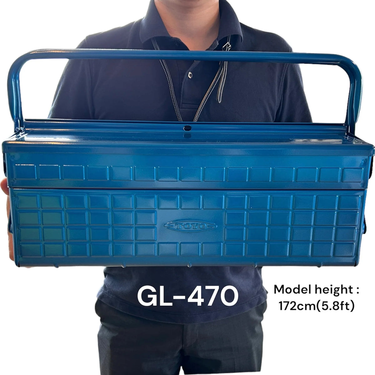 Toyo Steel 47cm Cantilever Toolbox with Long Handle