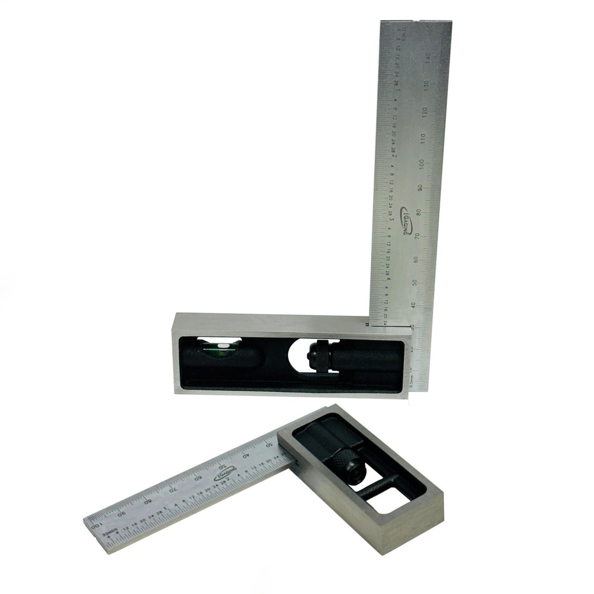 iGaging Set of 2 Double Squares with Metric & Imperial Blades, cast-iron bases, satin ground blades