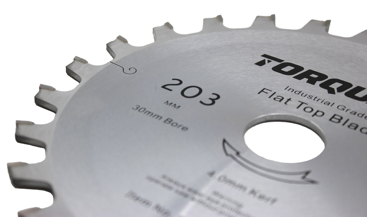 Torquata 203mm circular saw blade with 4mm kerf and flat top profile