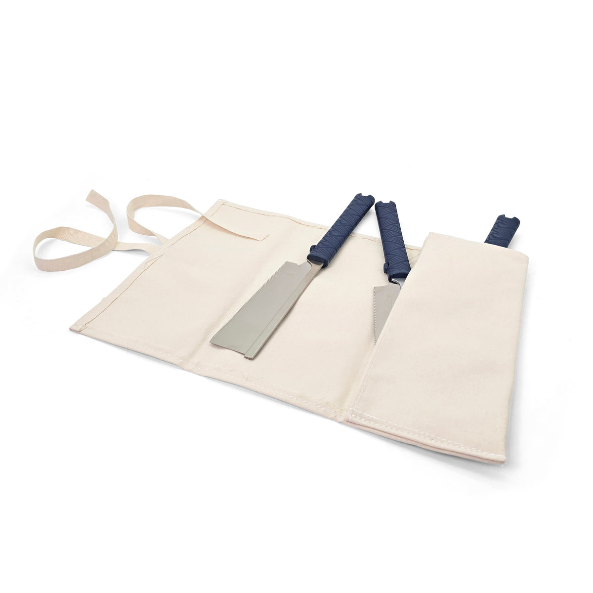 Gyokucho Small Japanese Saw Roll Canvas 350x140mm 5 Compartments in use