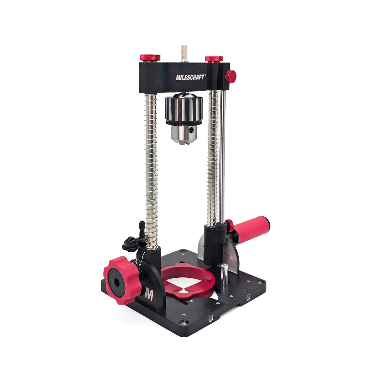 Milescraft DrillMatePRO Portable Drill Guide in action with precise drilling functionality