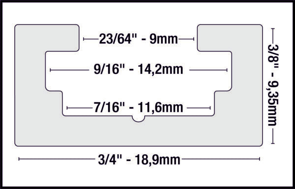 Milescraft T-Trax48 Universal T-Track Rail System 48in 1220mm Long Aluminium Pack of 2, showing close-up of T-slot design